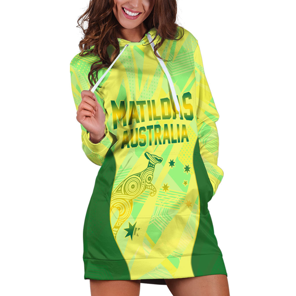 Matildas Australia Go Champions Hoodie Dress Indigenous Dot Art Kangaroo Southern Cross Stars