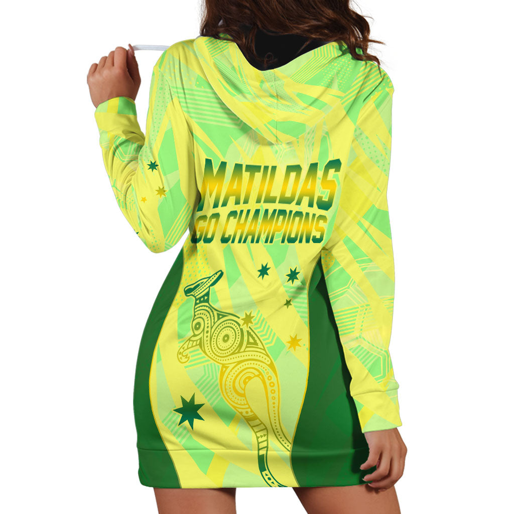 Matildas Australia Go Champions Hoodie Dress Indigenous Dot Art Kangaroo Southern Cross Stars