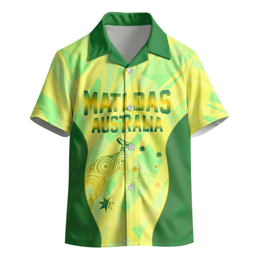 Matildas Australia Go Champions Kid Hawaiian Shirt Indigenous Dot Art Kangaroo Southern Cross Stars