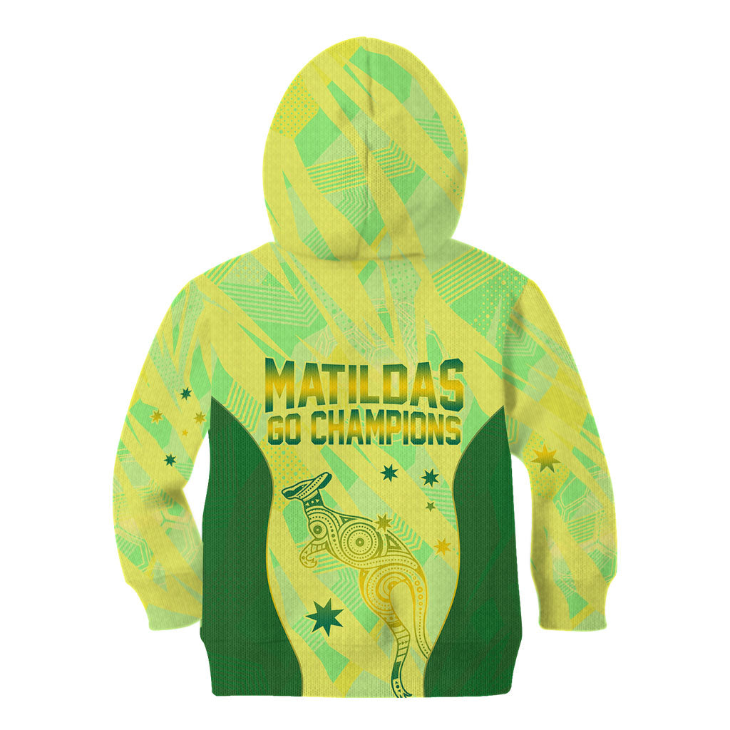 Matildas Australia Go Champions Kid Hoodie Indigenous Dot Art Kangaroo Southern Cross Stars