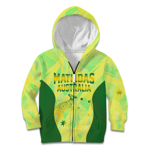 Matildas Australia Go Champions Kid Hoodie Indigenous Dot Art Kangaroo Southern Cross Stars
