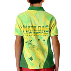 Matildas Australia Go Champions Kid Polo Shirt Indigenous Dot Art Kangaroo Southern Cross Stars