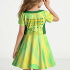 Matildas Australia Go Champions Kid Short Sleeve Dress Indigenous Dot Art Kangaroo Southern Cross Stars