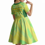 Matildas Australia Go Champions Kid Short Sleeve Dress Indigenous Dot Art Kangaroo Southern Cross Stars