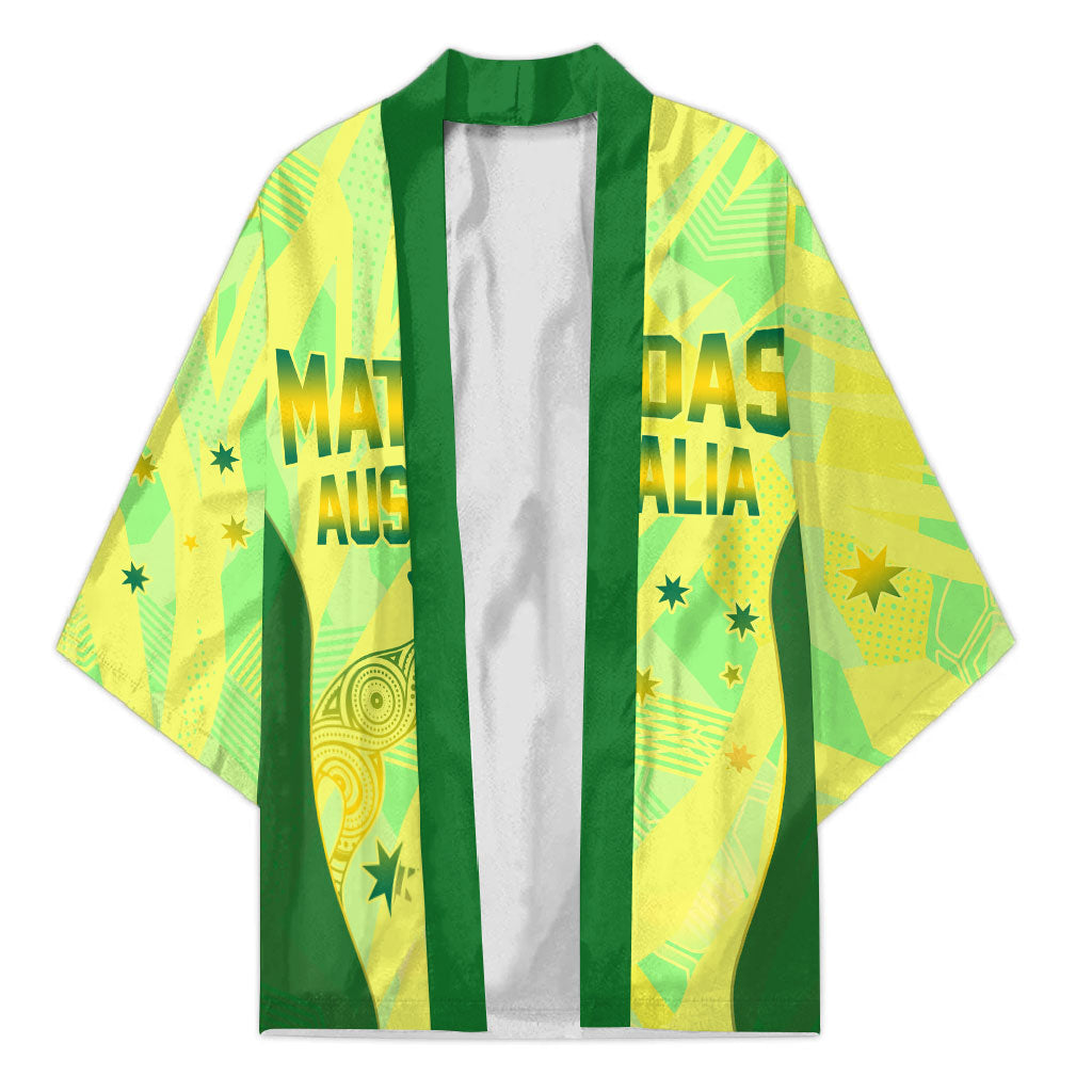 Matildas Australia Go Champions Kimono Indigenous Dot Art Kangaroo Southern Cross Stars