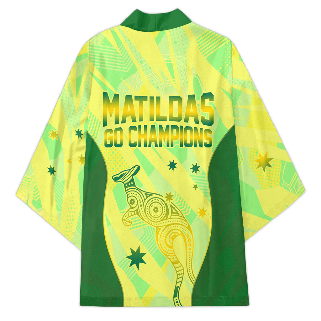 Matildas Australia Go Champions Kimono Indigenous Dot Art Kangaroo Southern Cross Stars
