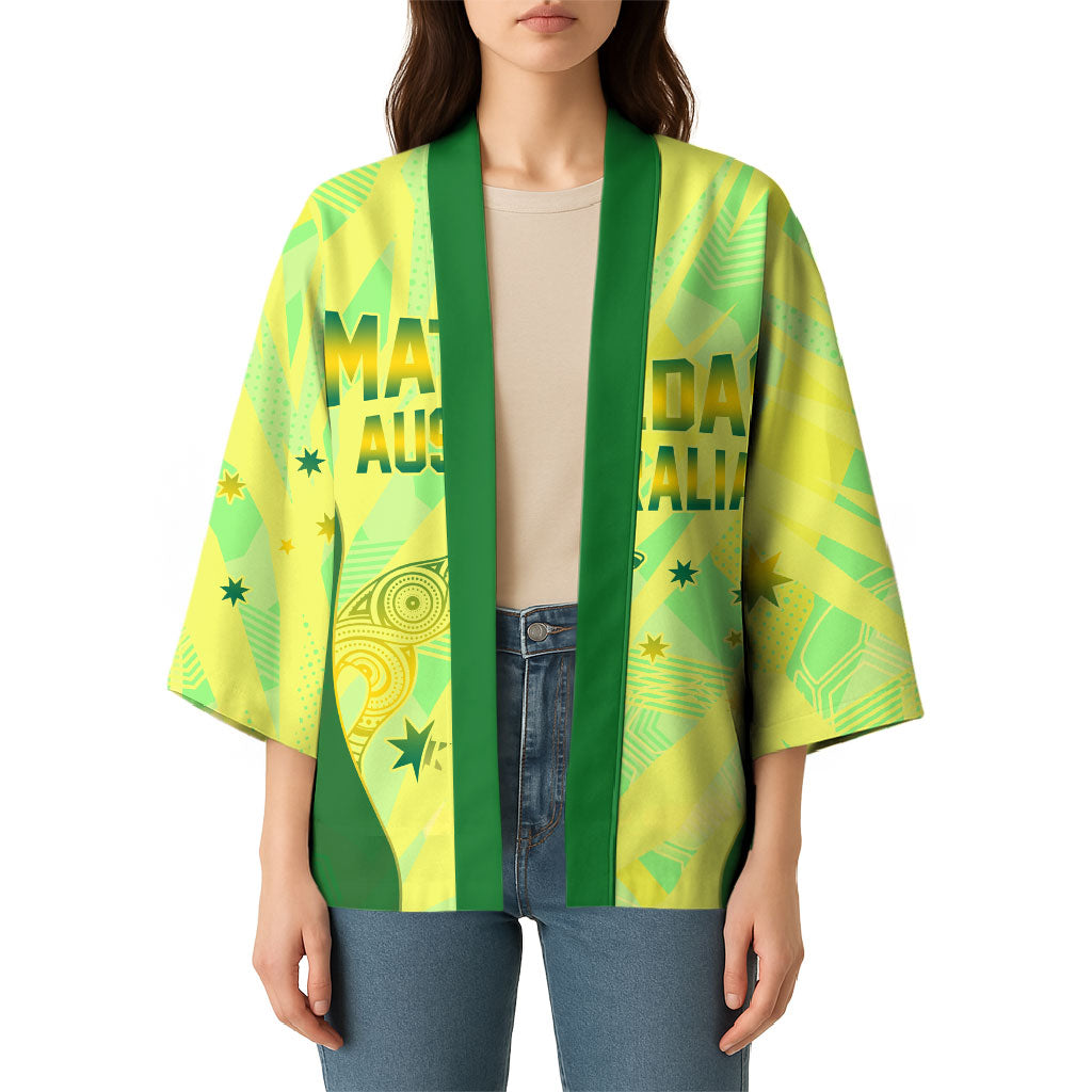 Matildas Australia Go Champions Kimono Indigenous Dot Art Kangaroo Southern Cross Stars