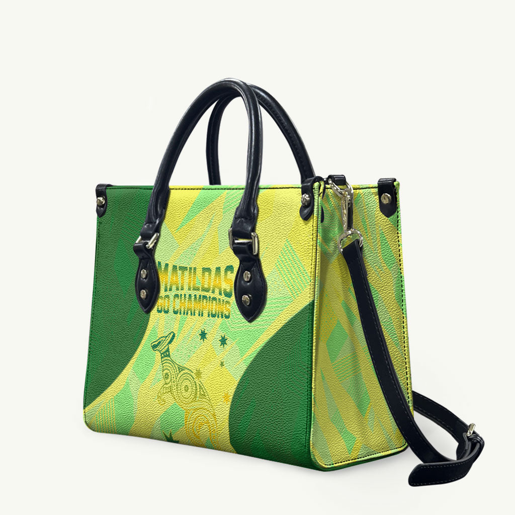 Matildas Australia Go Champions Leather Bag Indigenous Dot Art Kangaroo Southern Cross Stars