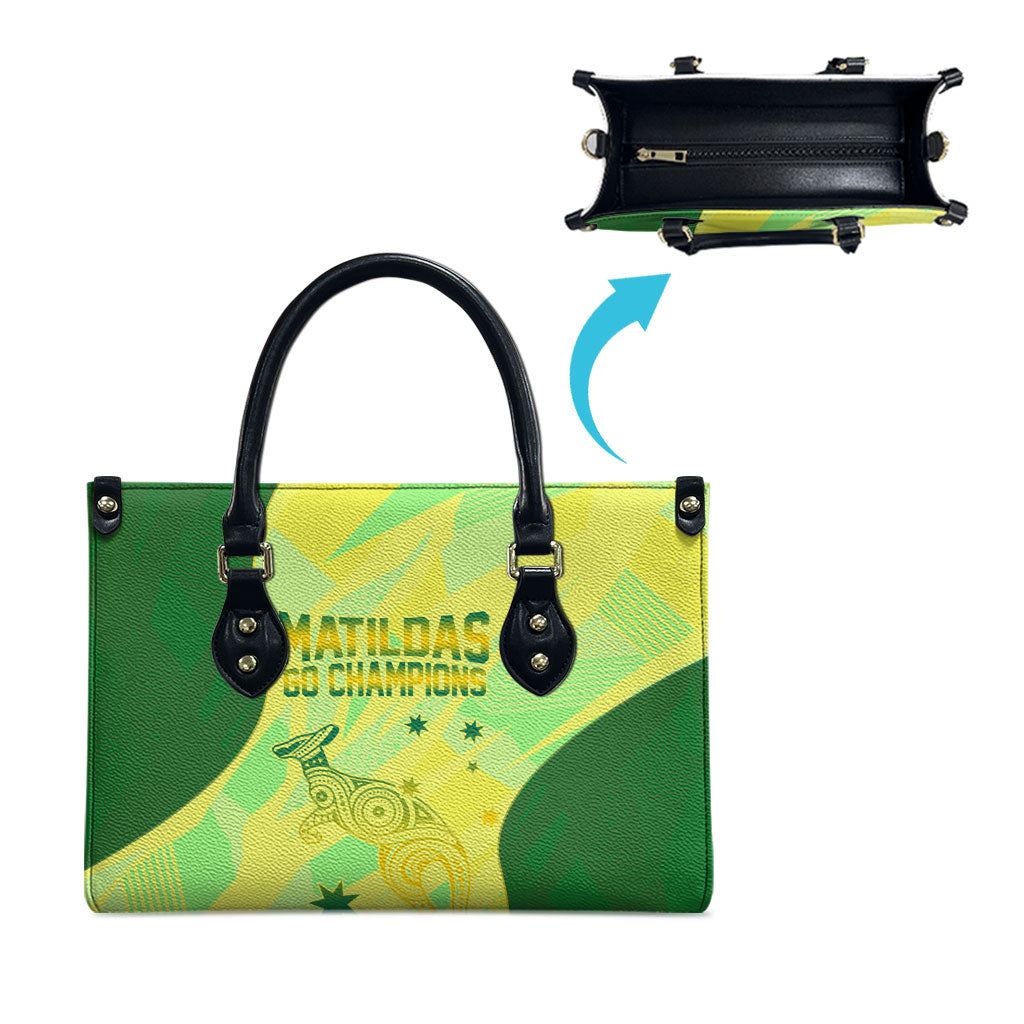 Matildas Australia Go Champions Leather Bag Indigenous Dot Art Kangaroo Southern Cross Stars