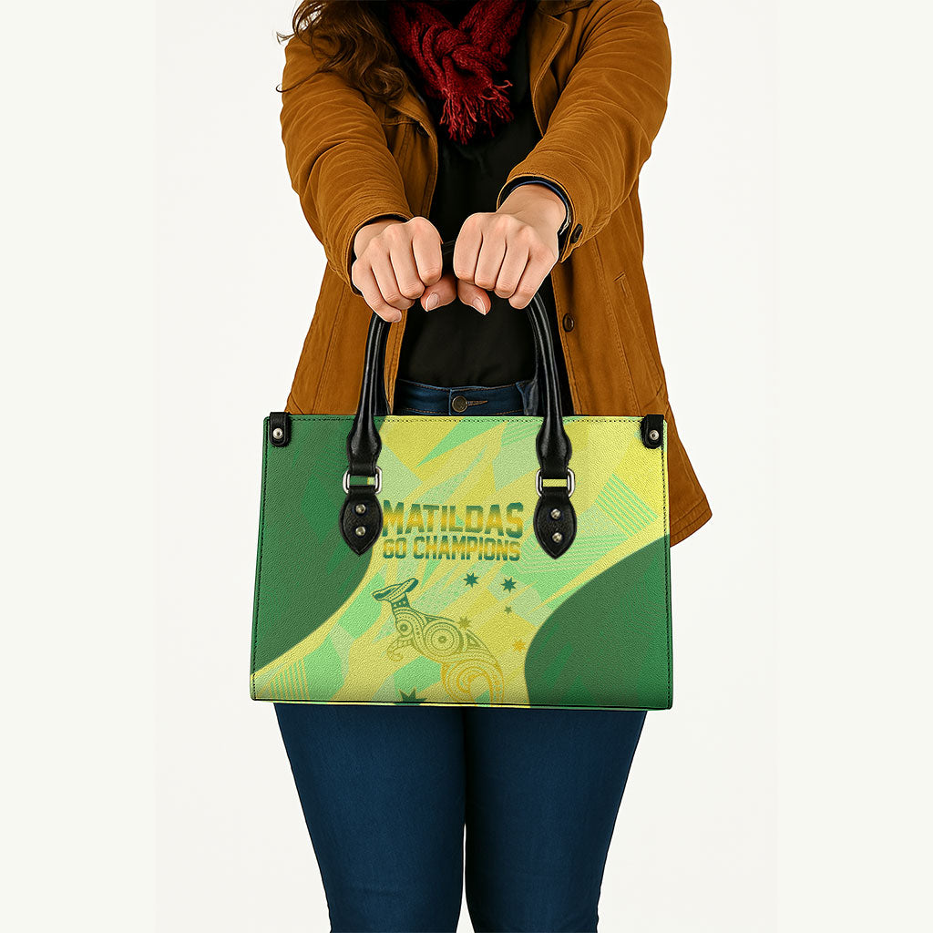 Matildas Australia Go Champions Leather Bag Indigenous Dot Art Kangaroo Southern Cross Stars