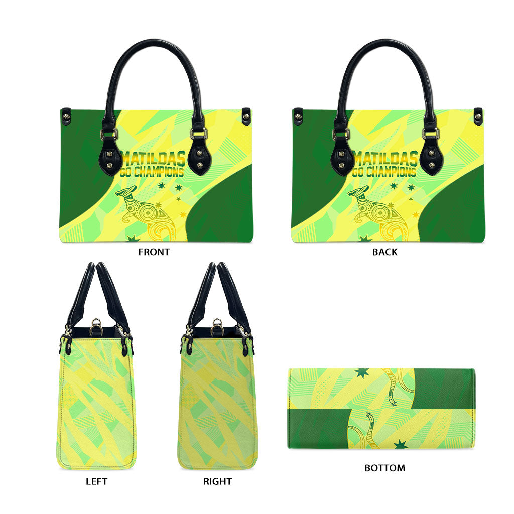 Matildas Australia Go Champions Leather Bag Indigenous Dot Art Kangaroo Southern Cross Stars