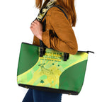 Matildas Australia Go Champions Leather Tote Bag Indigenous Dot Art Kangaroo Southern Cross Stars