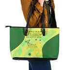 Matildas Australia Go Champions Leather Tote Bag Indigenous Dot Art Kangaroo Southern Cross Stars