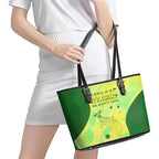 Matildas Australia Go Champions Leather Tote Bag Indigenous Dot Art Kangaroo Southern Cross Stars