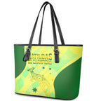 Matildas Australia Go Champions Leather Tote Bag Indigenous Dot Art Kangaroo Southern Cross Stars