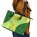 Matildas Australia Go Champions Leather Tote Bag Indigenous Dot Art Kangaroo Southern Cross Stars