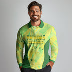 Matildas Australia Go Champions Long Sleeve Polo Shirt Indigenous Dot Art Kangaroo Southern Cross Stars