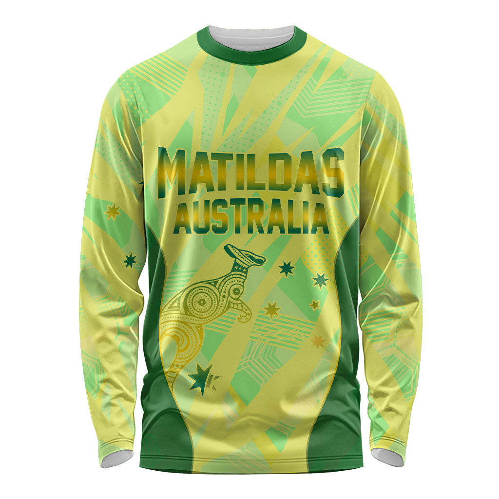Matildas Australia Go Champions Long Sleeve Shirt Indigenous Dot Art Kangaroo Southern Cross Stars