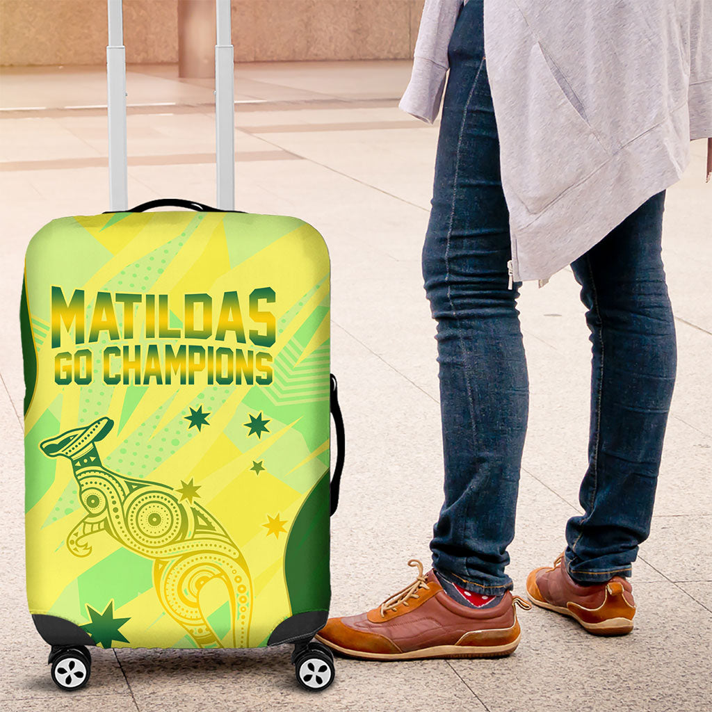 Matildas Australia Go Champions Luggage Cover Indigenous Dot Art Kangaroo Southern Cross Stars