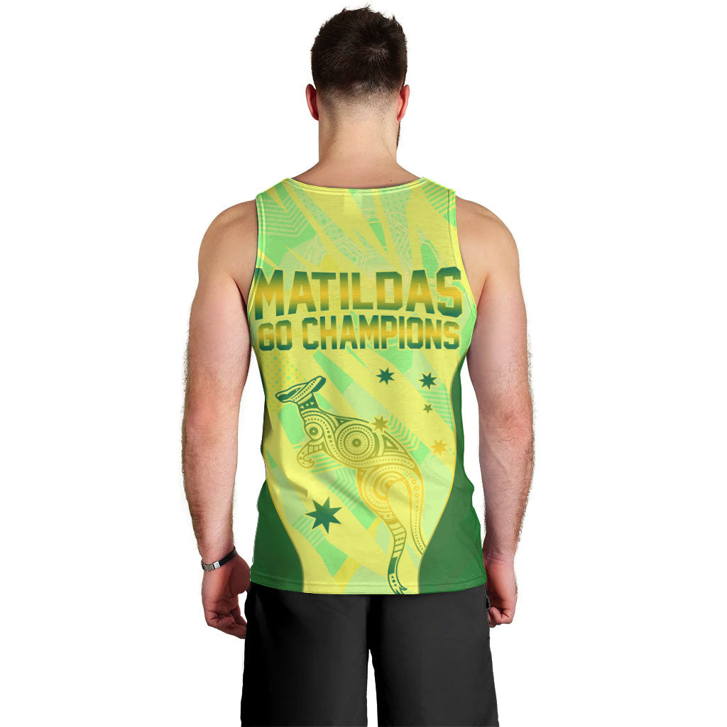 Matildas Australia Go Champions Men Tank Top Indigenous Dot Art Kangaroo Southern Cross Stars
