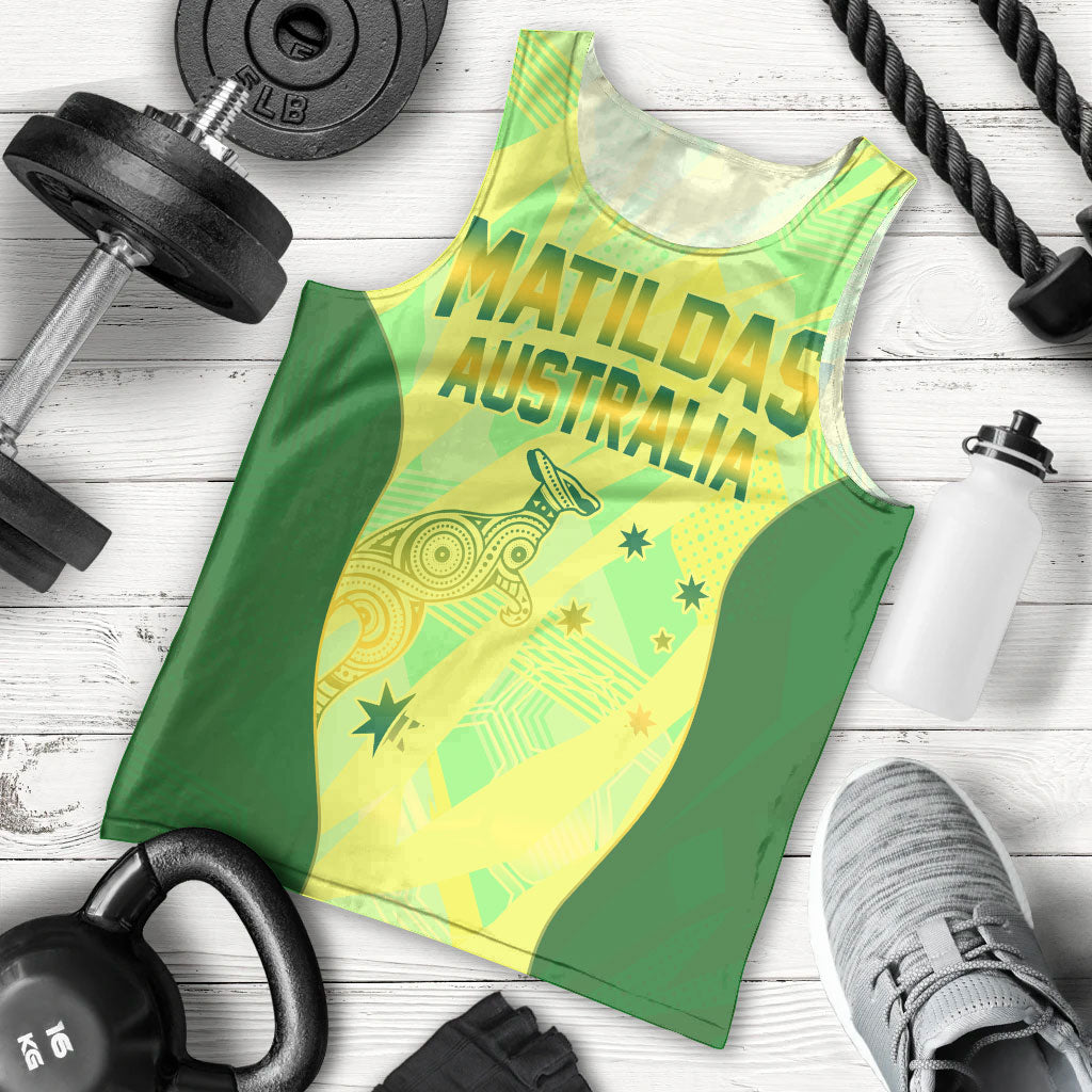 Matildas Australia Go Champions Men Tank Top Indigenous Dot Art Kangaroo Southern Cross Stars