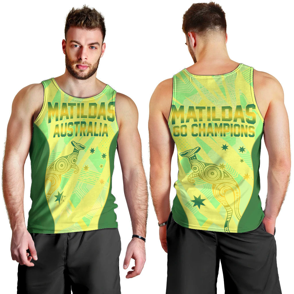 Matildas Australia Go Champions Men Tank Top Indigenous Dot Art Kangaroo Southern Cross Stars