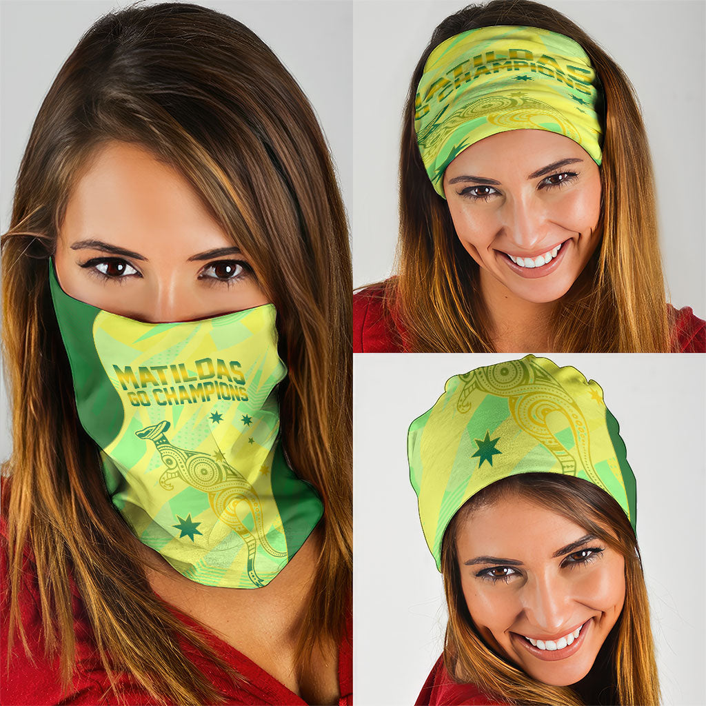 Matildas Australia Go Champions Neck Gaiter Indigenous Dot Art Kangaroo Southern Cross Stars