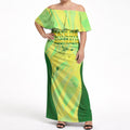 Matildas Australia Go Champions Off Shoulder Maxi Dress Indigenous Dot Art Kangaroo Southern Cross Stars