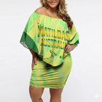 Matildas Australia Go Champions Off Shoulder Short Dress Indigenous Dot Art Kangaroo Southern Cross Stars