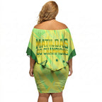 Matildas Australia Go Champions Off Shoulder Short Dress Indigenous Dot Art Kangaroo Southern Cross Stars