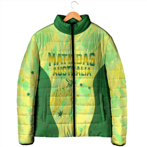 Matildas Australia Go Champions Padded Jacket Indigenous Dot Art Kangaroo Southern Cross Stars