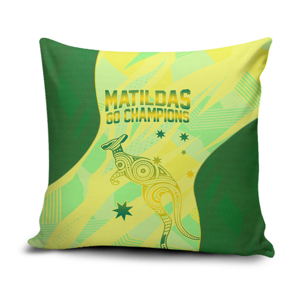 Matildas Australia Go Champions Pillow Cover Indigenous Dot Art Kangaroo Southern Cross Stars