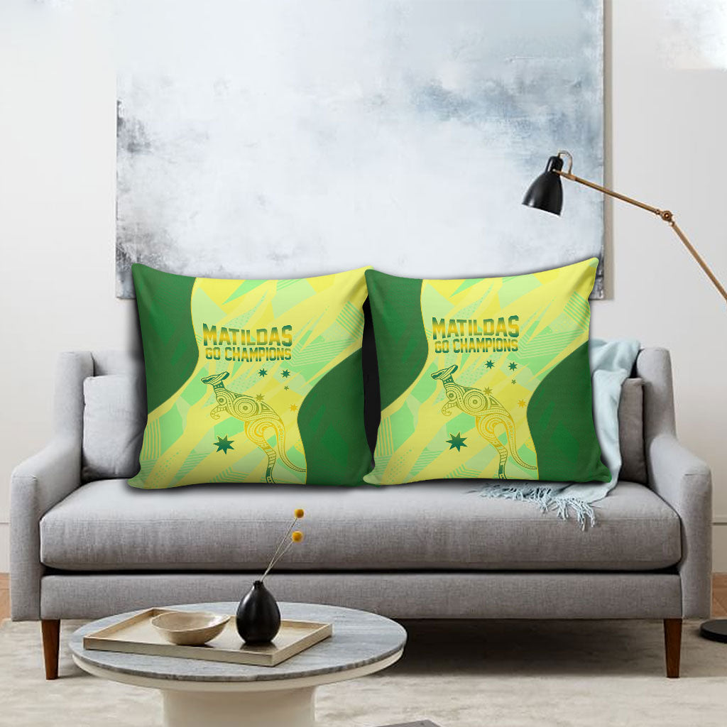Matildas Australia Go Champions Pillow Cover Indigenous Dot Art Kangaroo Southern Cross Stars