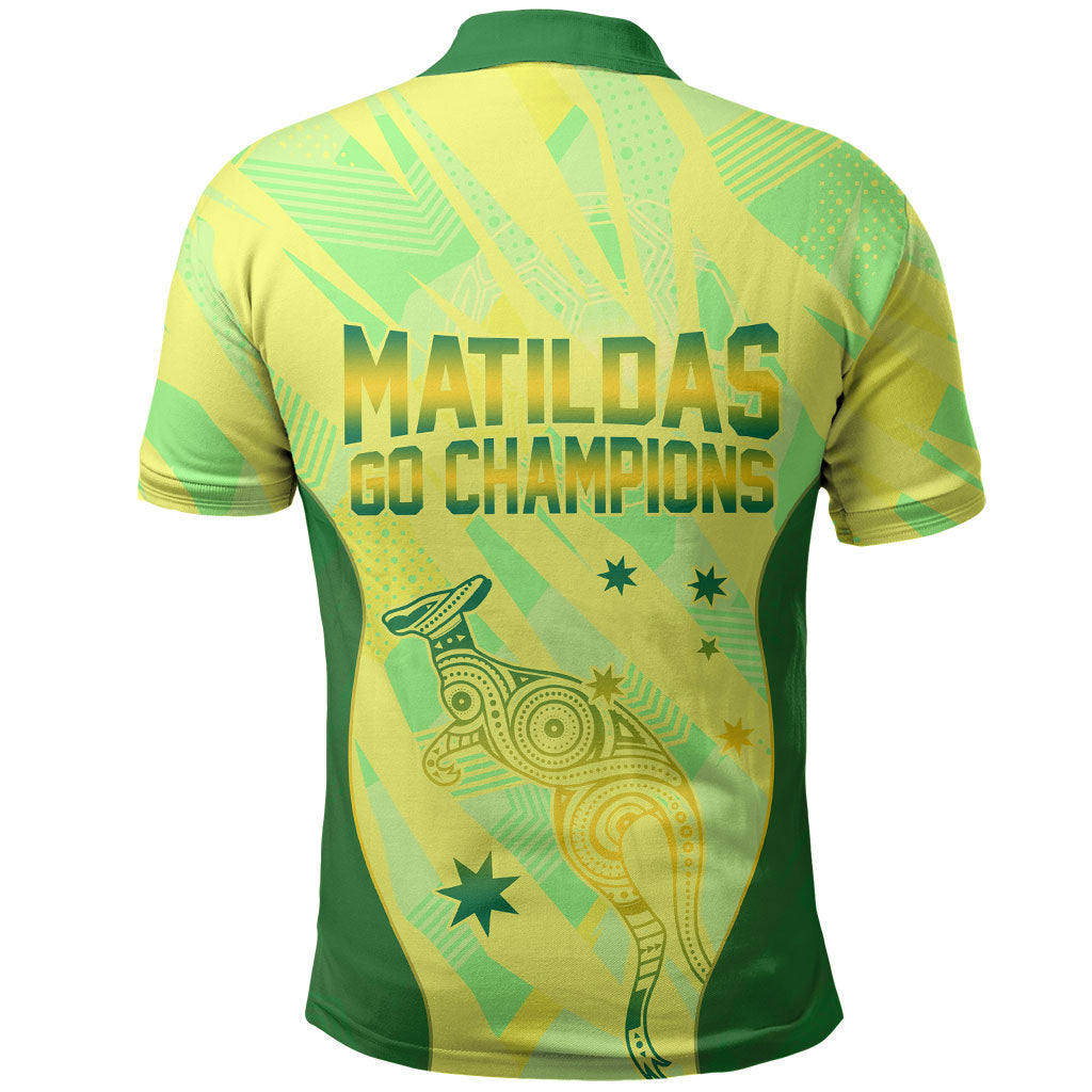 Matildas Australia Go Champions Polo Shirt Indigenous Dot Art Kangaroo Southern Cross Stars