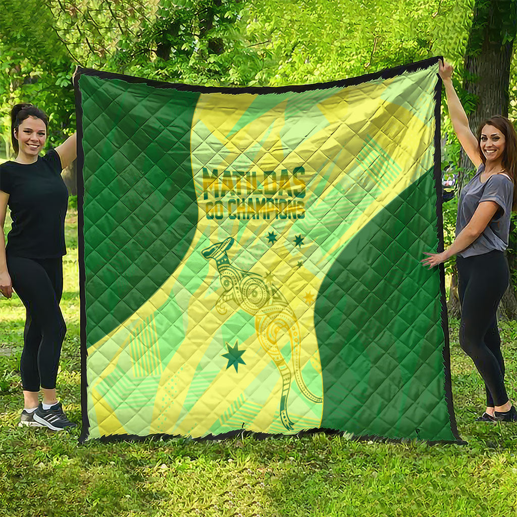 Matildas Australia Go Champions Quilt Indigenous Dot Art Kangaroo Southern Cross Stars