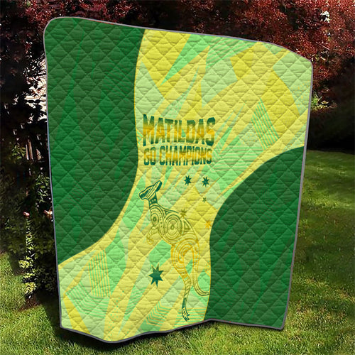 Matildas Australia Go Champions Quilt Indigenous Dot Art Kangaroo Southern Cross Stars