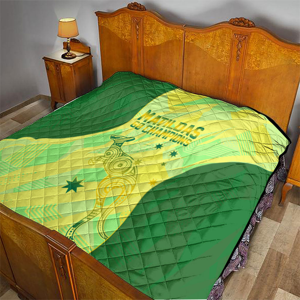 Matildas Australia Go Champions Quilt Indigenous Dot Art Kangaroo Southern Cross Stars