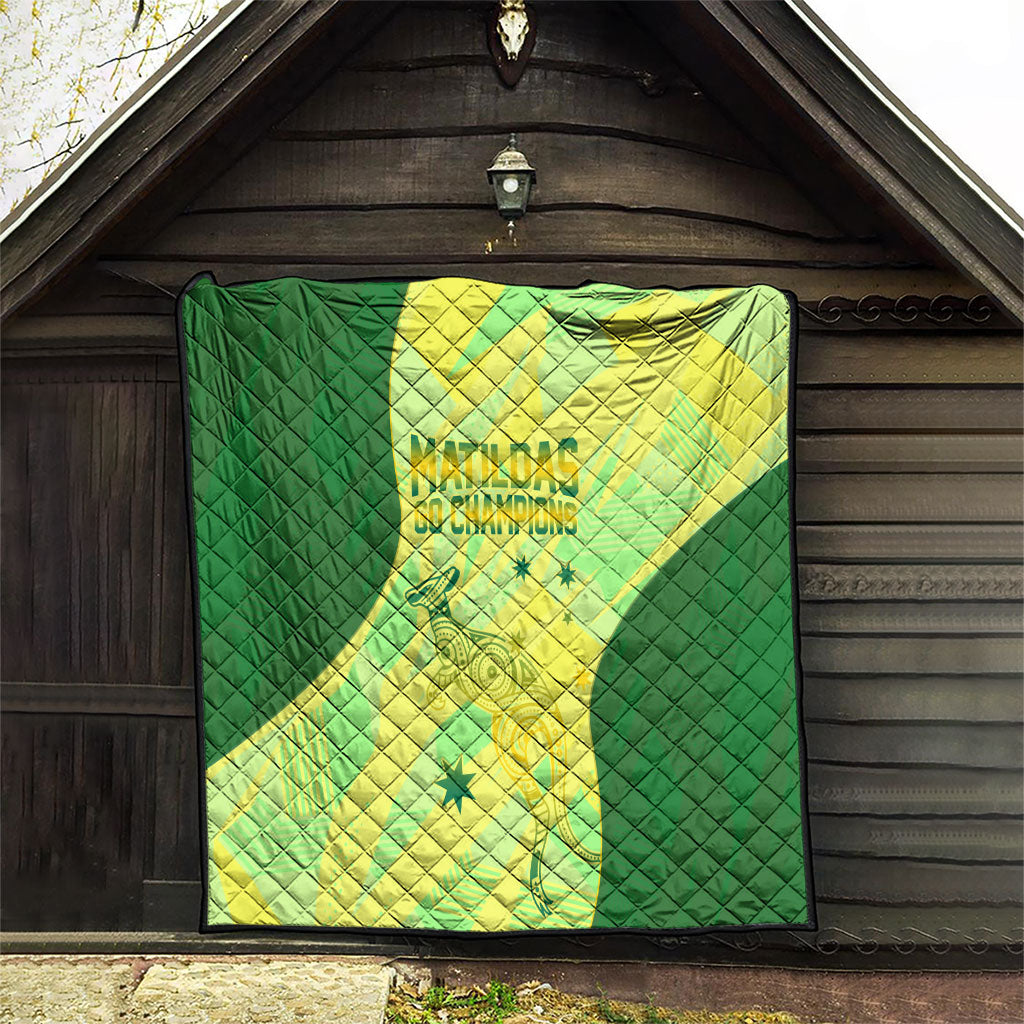 Matildas Australia Go Champions Quilt Indigenous Dot Art Kangaroo Southern Cross Stars
