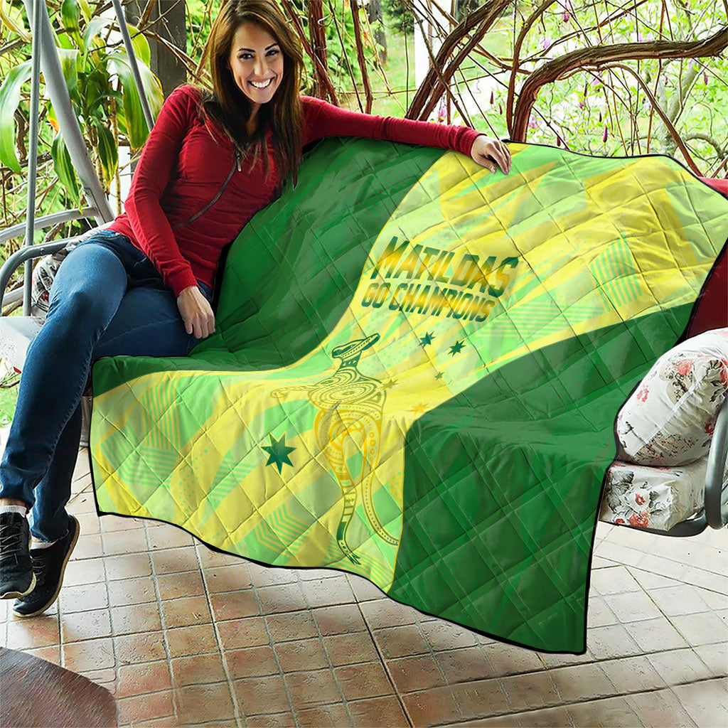 Matildas Australia Go Champions Quilt Indigenous Dot Art Kangaroo Southern Cross Stars
