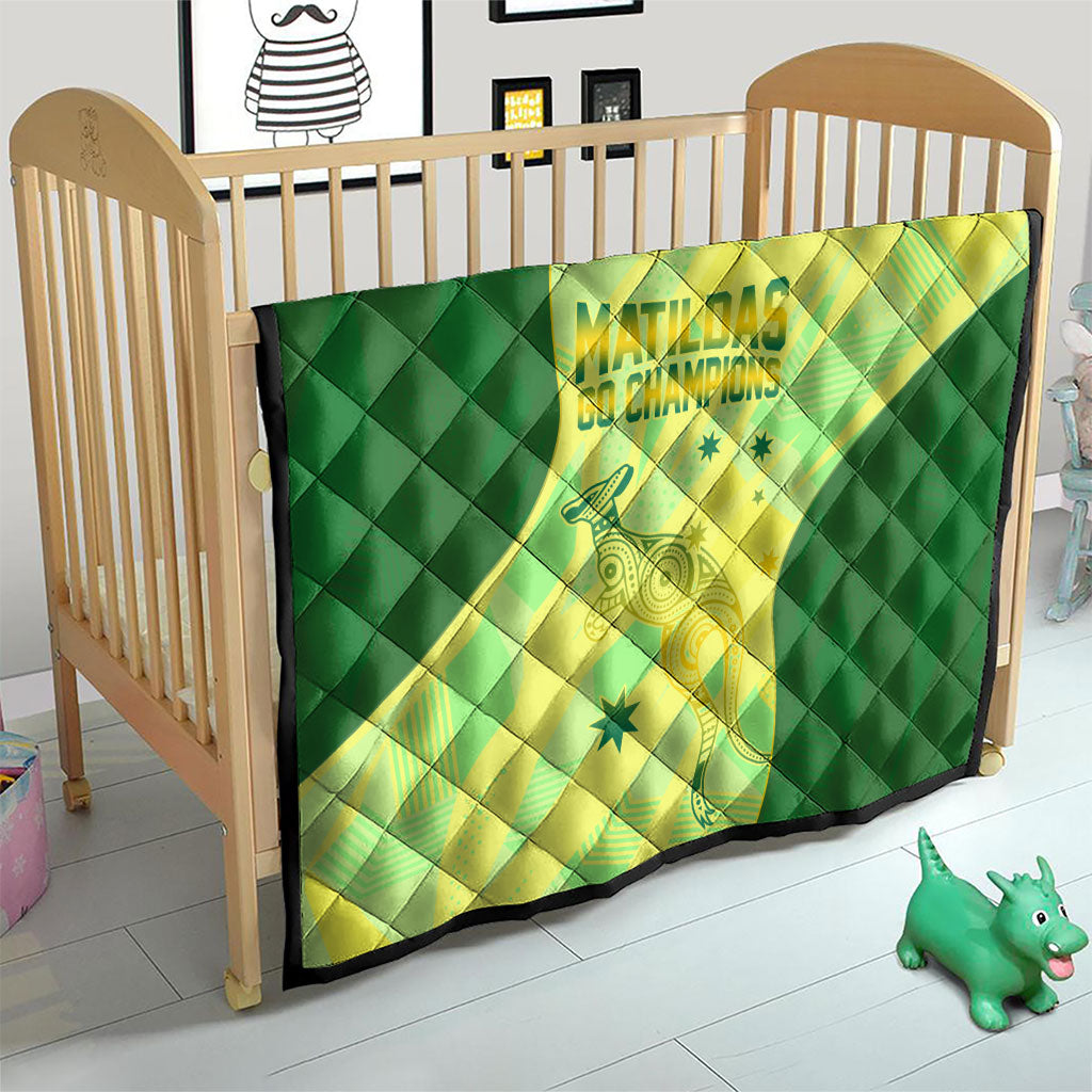 Matildas Australia Go Champions Quilt Indigenous Dot Art Kangaroo Southern Cross Stars