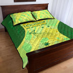 Matildas Australia Go Champions Quilt Bed Set Indigenous Dot Art Kangaroo Southern Cross Stars