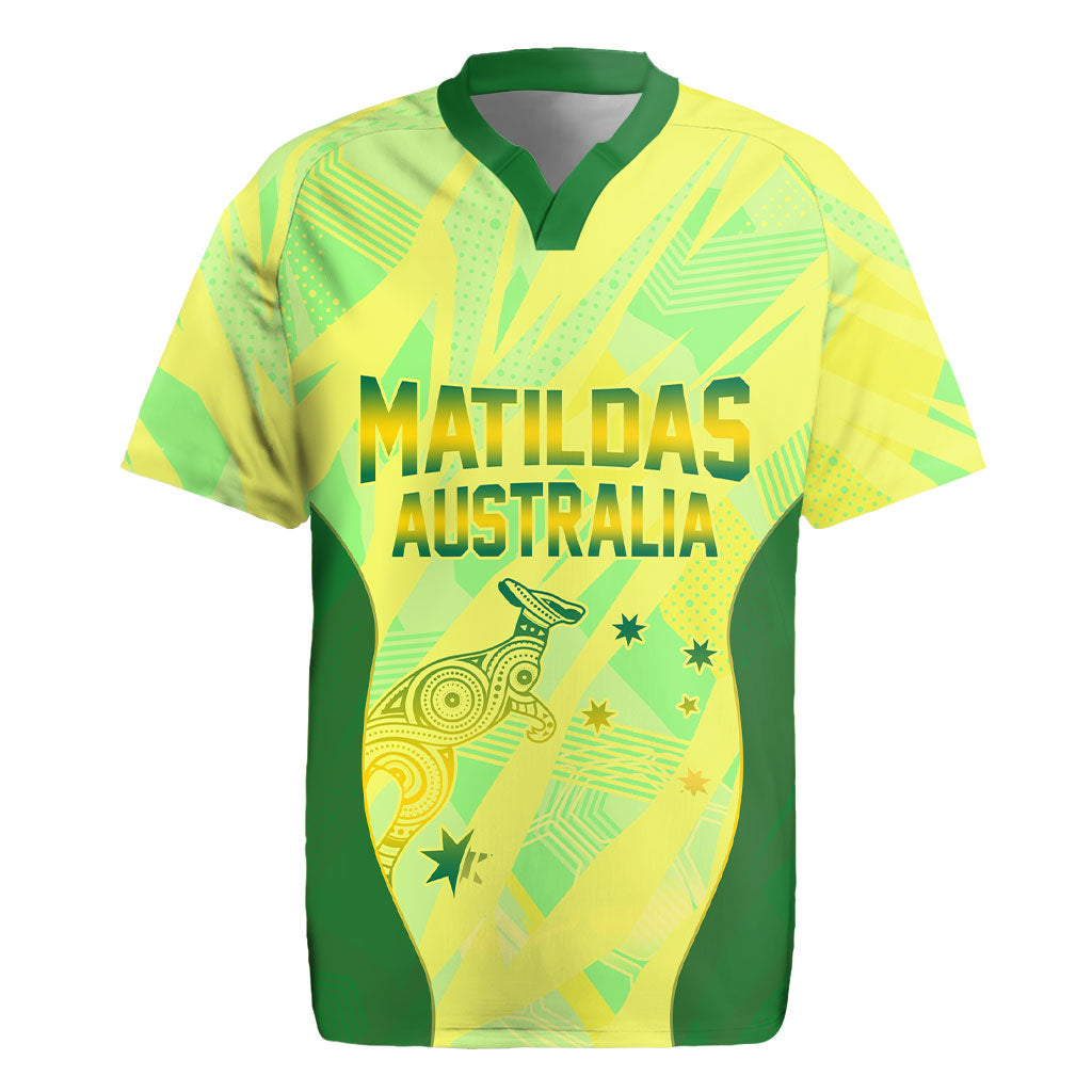 Matildas Australia Go Champions Rugby Jersey Indigenous Dot Art Kangaroo Southern Cross Stars