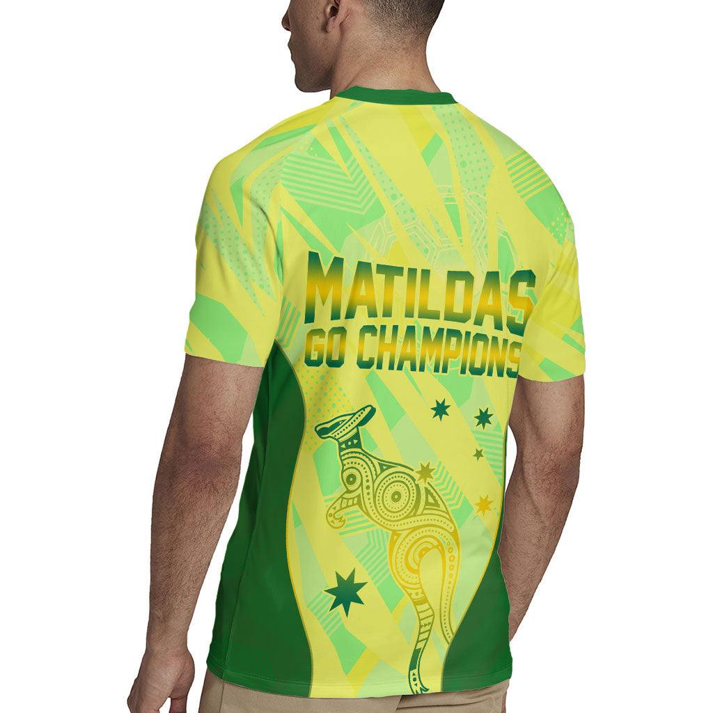 Matildas Australia Go Champions Rugby Jersey Indigenous Dot Art Kangaroo Southern Cross Stars
