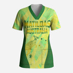 Matildas Australia Go Champions Scrub Top Indigenous Dot Art Kangaroo Southern Cross Stars