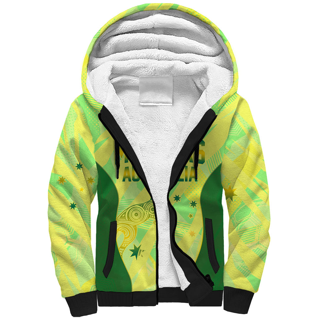 Matildas Australia Go Champions Sherpa Hoodie Indigenous Dot Art Kangaroo Southern Cross Stars