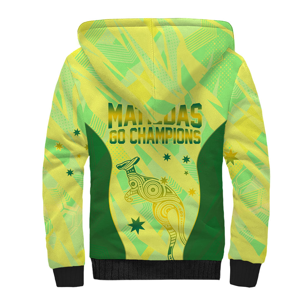 Matildas Australia Go Champions Sherpa Hoodie Indigenous Dot Art Kangaroo Southern Cross Stars