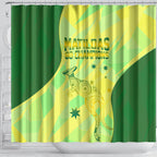 Matildas Australia Go Champions Shower Curtain Indigenous Dot Art Kangaroo Southern Cross Stars