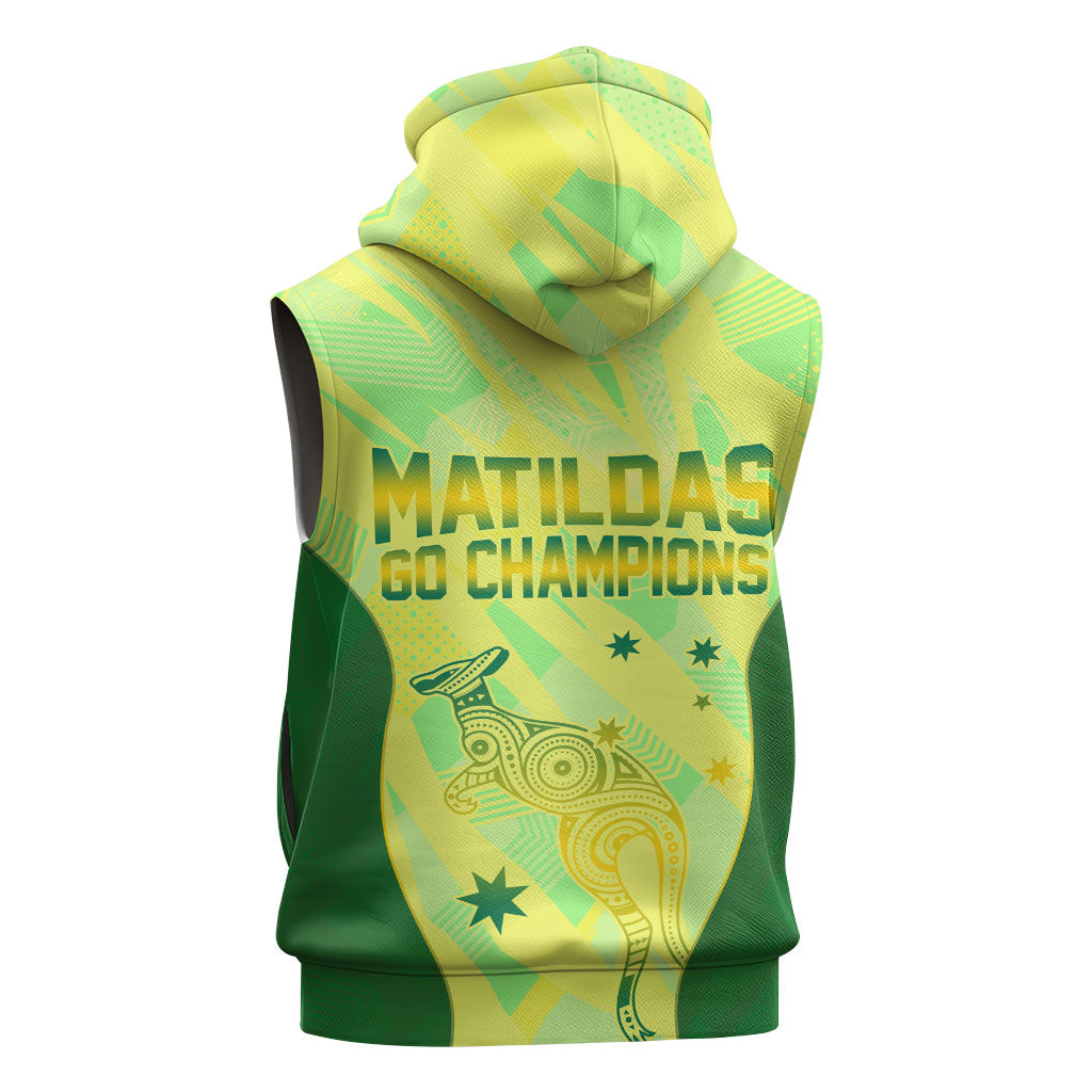 Matildas Australia Go Champions Sleeveless Hoodie Indigenous Dot Art Kangaroo Southern Cross Stars