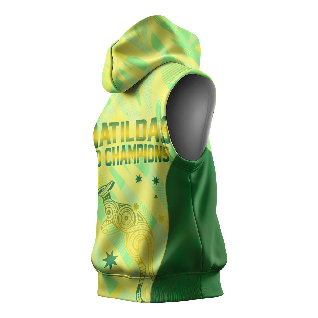 Matildas Australia Go Champions Sleeveless Hoodie Indigenous Dot Art Kangaroo Southern Cross Stars