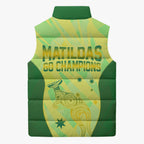 Matildas Australia Go Champions Sleeveless Puffer Jacket Indigenous Dot Art Kangaroo Southern Cross Stars